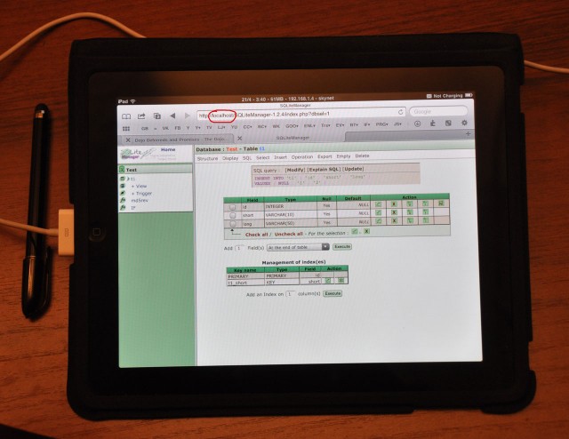 lighthttpd, php, sqlite on iPad